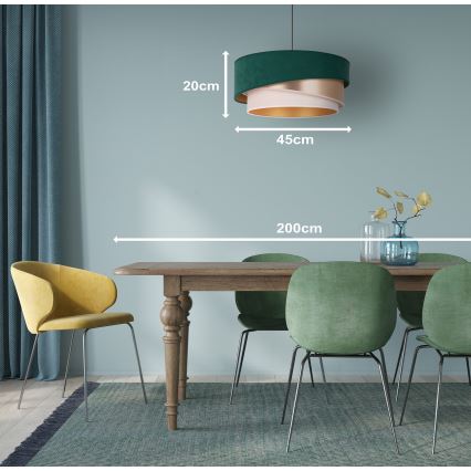 Duolla - Hanglamp aan een koord KOBO 1xE27/15W/230V diameter 45 cm groen/rose goud/crème
