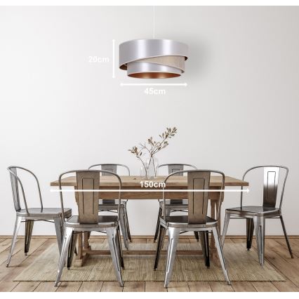 Duolla - Hanglamp aan een koord KOBO 1xE27/15W/230V diameter 45 cm zilver/goud