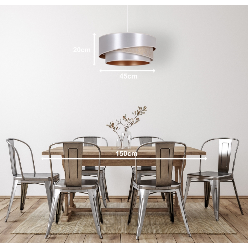 Duolla - Hanglamp aan een koord KOBO 1xE27/15W/230V diameter 45 cm zilver/goud