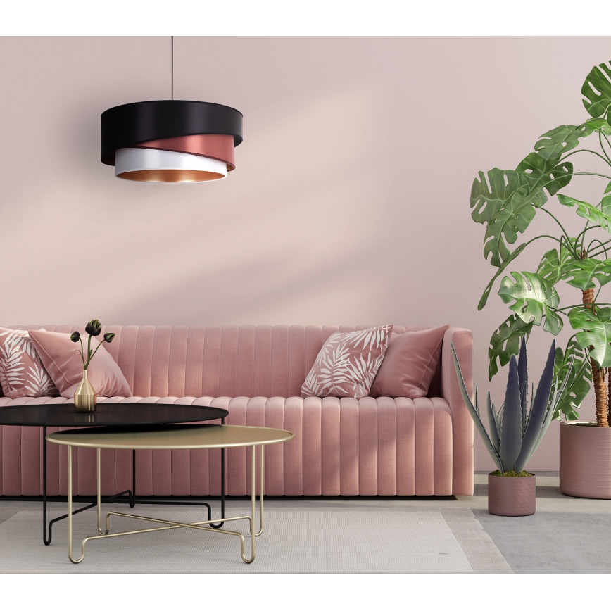 Duolla - Hanglamp aan een koord KOBO 1xE27/15W/230V diameter 45 cm zwart/bordeaux/zilver