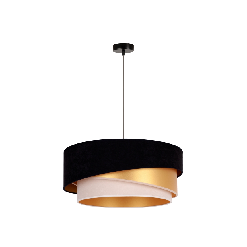 Duolla - Hanglamp aan een koord KOBO 1xE27/15W/230V diameter 45 cm zwart/goud/crème