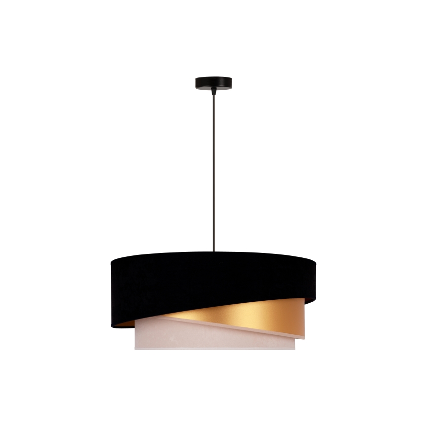 Duolla - Hanglamp aan een koord KOBO 1xE27/15W/230V diameter 45 cm zwart/goud/crème