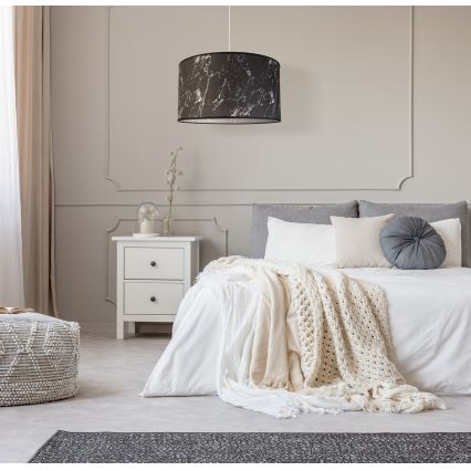 Duolla - Hanglamp aan een koord MARBLE 1xE27/40W/230V diameter 45 cm zwart/wit