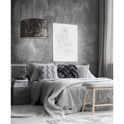 Duolla - Hanglamp aan een koord MARBLE 1xE27/40W/230V diameter 45 cm zwart/wit