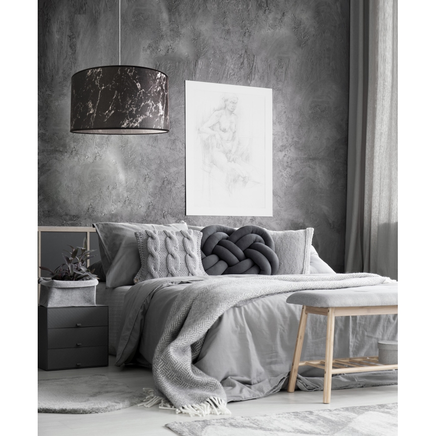 Duolla - Hanglamp aan een koord MARBLE 1xE27/40W/230V diameter 45 cm zwart/wit