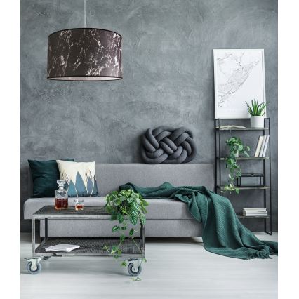 Duolla - Hanglamp aan een koord MARBLE 1xE27/40W/230V diameter 45 cm zwart/wit