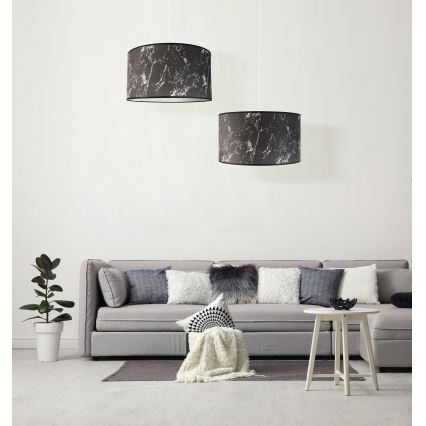 Duolla - Hanglamp aan een koord MARBLE 1xE27/40W/230V diameter 45 cm zwart/wit