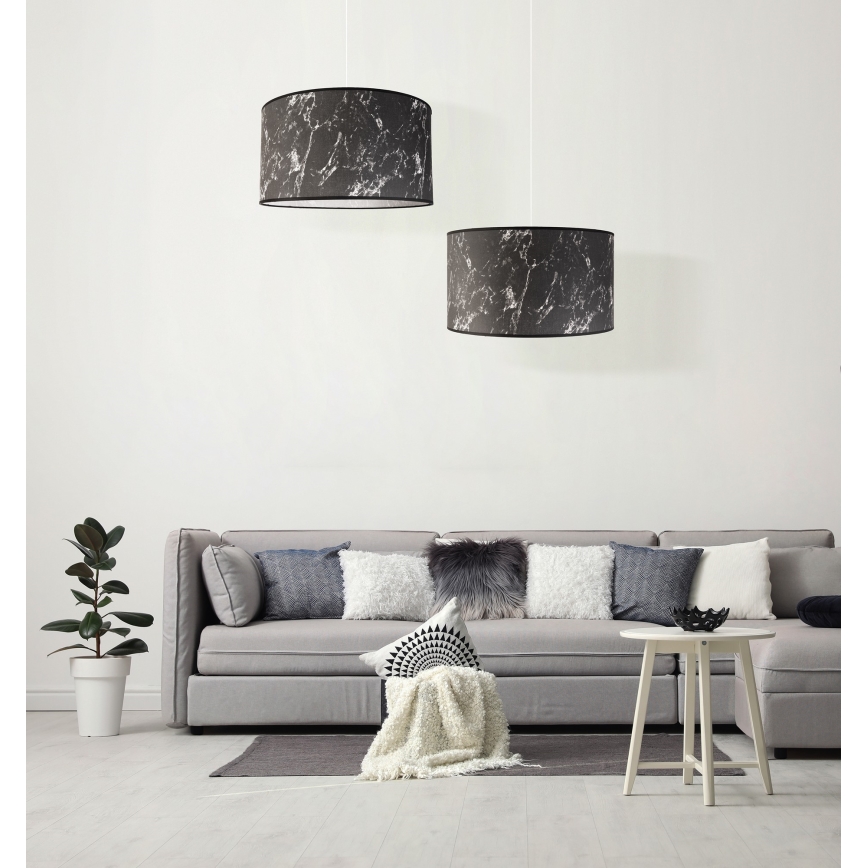 Duolla - Hanglamp aan een koord MARBLE 1xE27/40W/230V diameter 45 cm zwart/wit