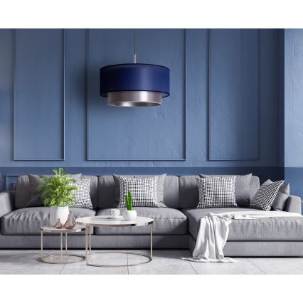 Duolla - Hanglamp aan een koord NANTES 1xE27/15W/230V diameter 45 cm blauw/zilver