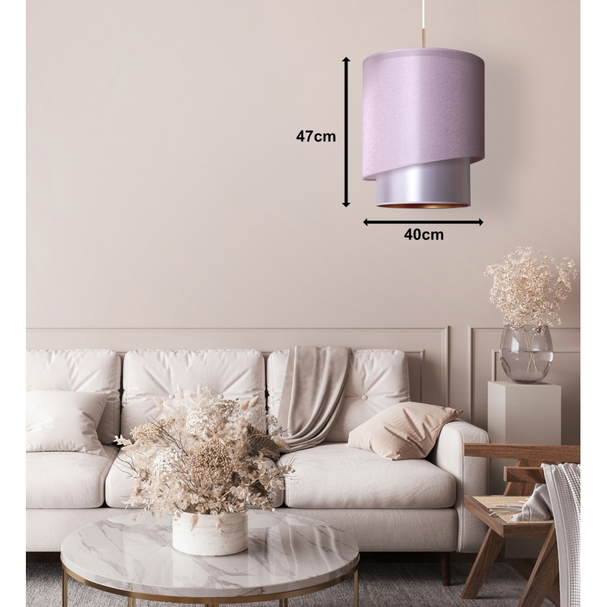 Duolla - Hanglamp aan een koord PARIJS 1xE27/15W/230V diameter 40 cm roze/zilver/koper