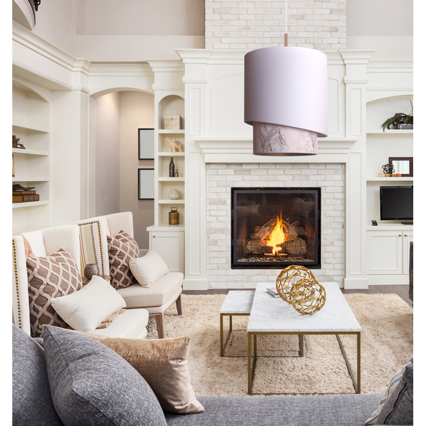 Duolla - Hanglamp aan een koord PARIJS 1xE27/15W/230V diameter 40 cm wit/beige