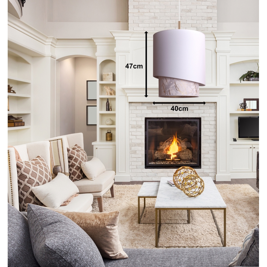 Duolla - Hanglamp aan een koord PARIJS 1xE27/15W/230V diameter 40 cm wit/beige