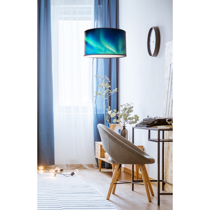 Duolla - Hanglamp aan een koord PRINT M 1xE27/40W/230V diameter 35 cm turquoise