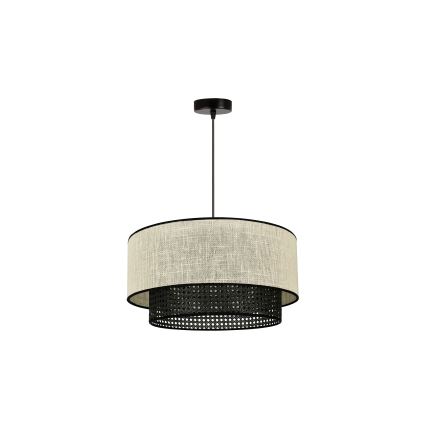 Duolla - Hanglamp aan een koord RATTAN YUTE 1xE27/15W/230V diameter 45 cm crème/zwart