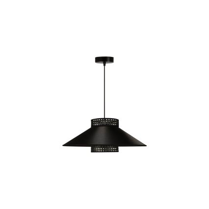 Duolla - Hanglamp aan een koord RIO RATTAN 1xE27/15W/230V diameter 45 cm zwart/goud