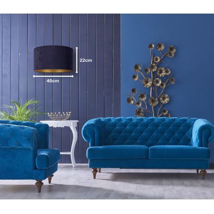 Duolla - Hanglamp aan een koord ROLLER 1xE27/15W/230V diameter 40 cm blauw/goud