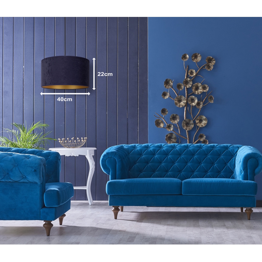 Duolla - Hanglamp aan een koord ROLLER 1xE27/15W/230V diameter 40 cm blauw/goud