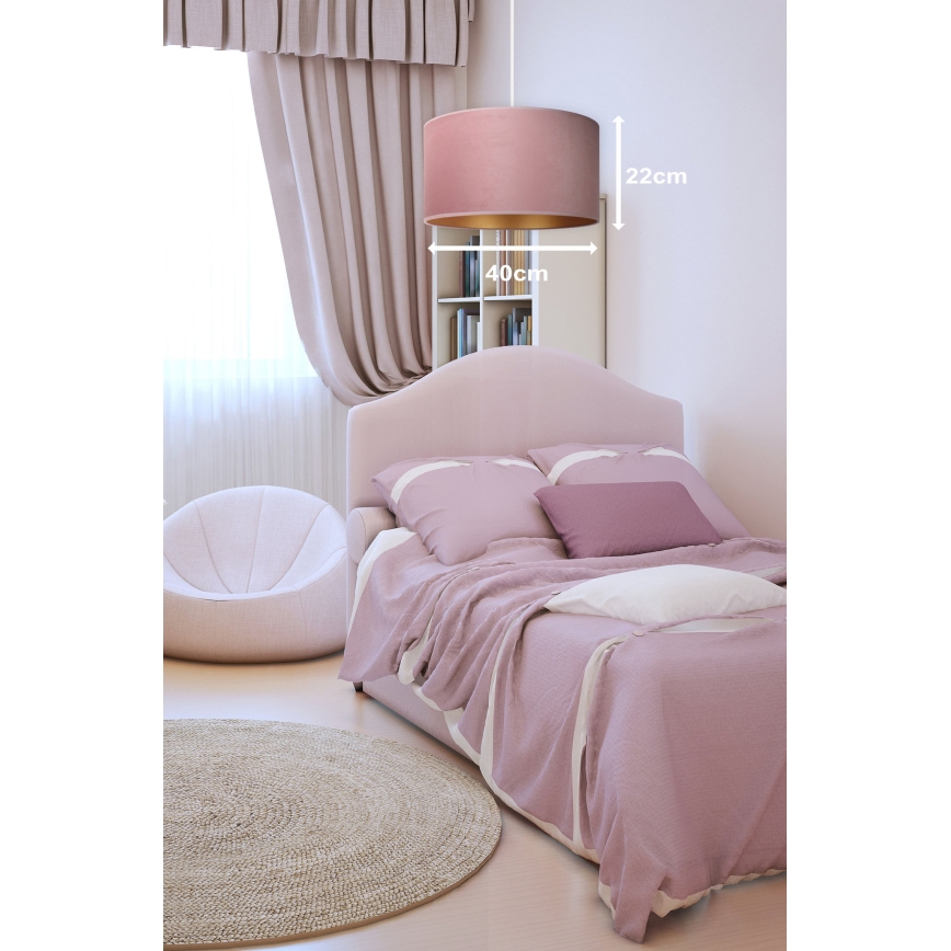 Duolla - Hanglamp aan een koord ROLLER 1xE27/15W/230V diameter 40 cm roze/goud