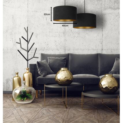 Duolla - Hanglamp aan een koord ROLLER 1xE27/15W/230V diameter 40 cm zwart/goud