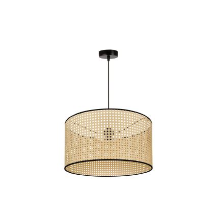 Duolla - Hanglamp aan een koord ROLLER 1xE27/15W/230V diameter 45 cm rotan/zwart
