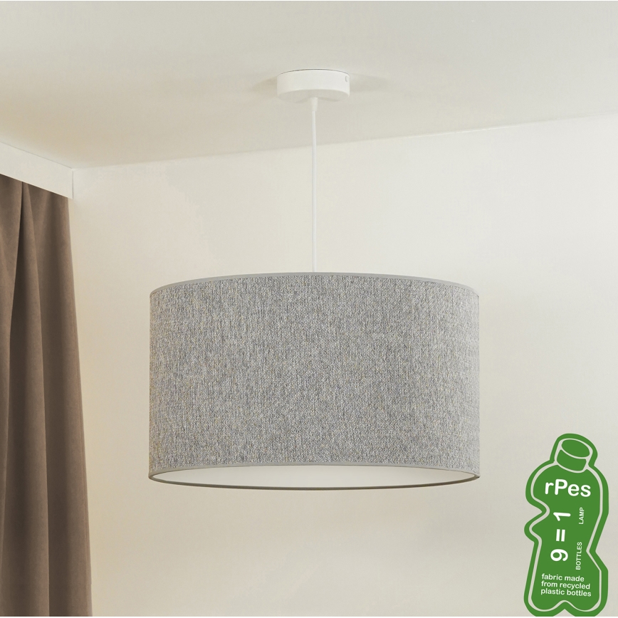 Duolla - Hanglamp aan een koord ROLLER ECO RECYCLING 1xE27/15W/230V diameter 45 cm grijs
