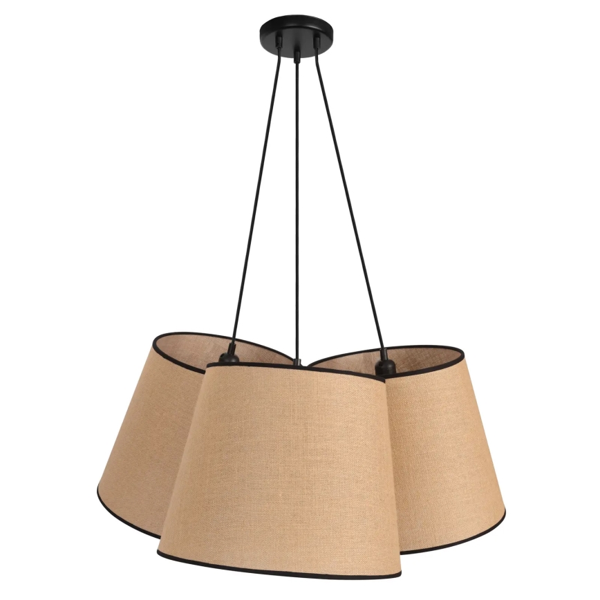 Duolla - Hanglamp aan een koord ROSSA 3xE27/15W/230V diameter 75 cm bruin/zwart
