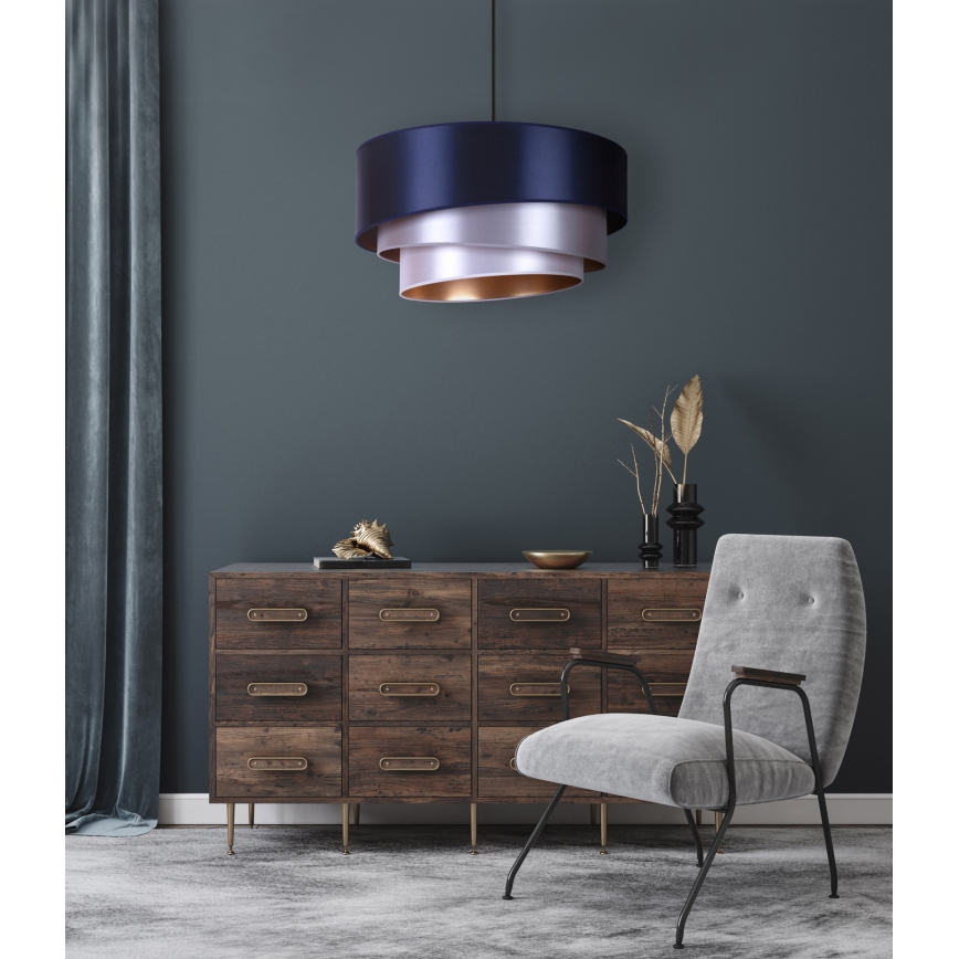 Duolla - Hanglamp aan een koord TRIO 1xE27/15W/230V diameter 45 cm blauw/zilver/koper