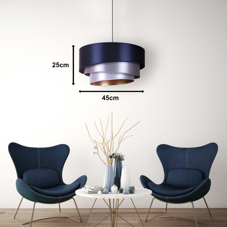 Duolla - Hanglamp aan een koord TRIO 1xE27/15W/230V diameter 45 cm blauw/zilver/koper