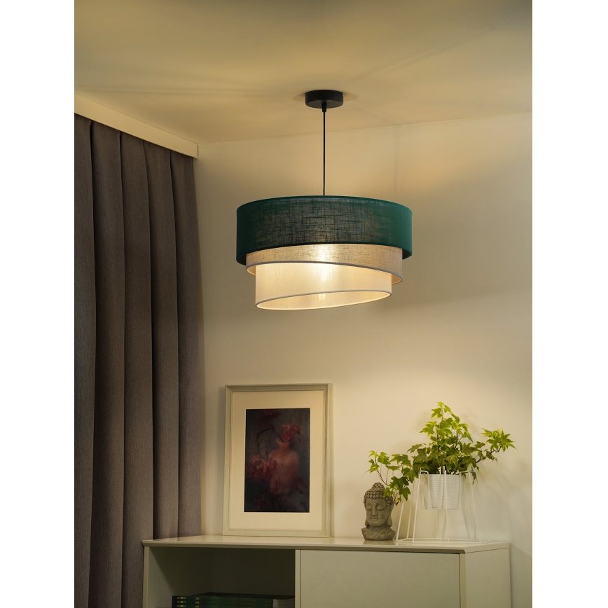 Duolla - Hanglamp aan een koord TRIO 1xE27/15W/230V diameter 45 cm groen/grijs/wit