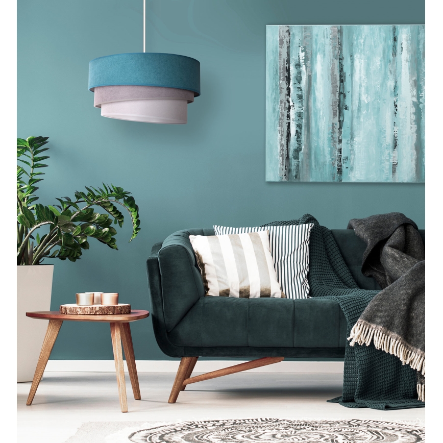 Duolla - Hanglamp aan een koord TRIO 1xE27/15W/230V diameter 45 cm turquoise/grijs/wit