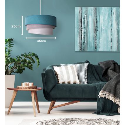 Duolla - Hanglamp aan een koord TRIO 1xE27/15W/230V diameter 45 cm turquoise/grijs/wit