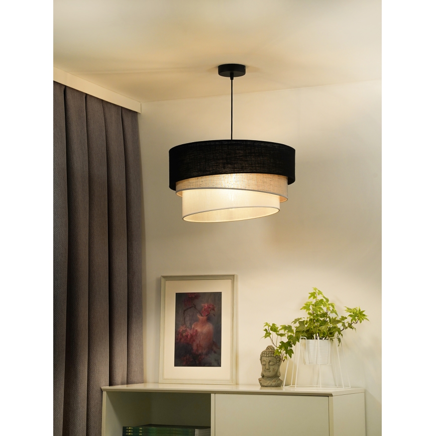 Duolla - Hanglamp aan een koord TRIO 1xE27/15W/230V diameter 45 cm zwart/grijs/wit