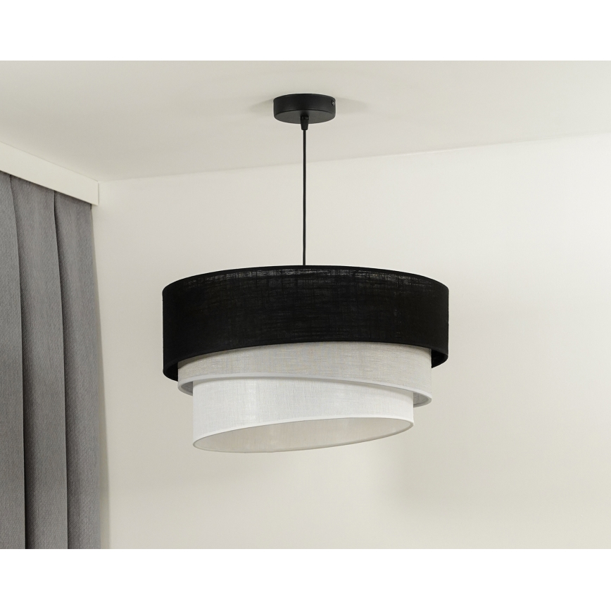 Duolla - Hanglamp aan een koord TRIO 1xE27/15W/230V diameter 45 cm zwart/grijs/wit