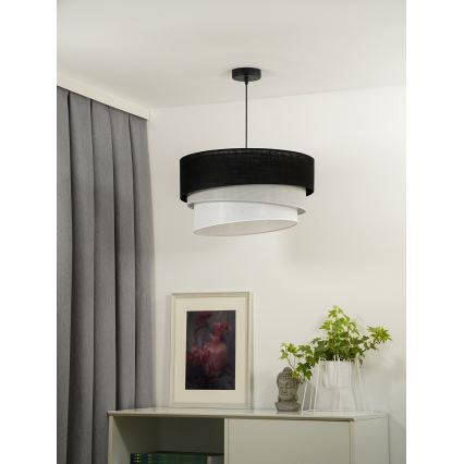 Duolla - Hanglamp aan een koord TRIO 1xE27/15W/230V diameter 45 cm zwart/grijs/wit