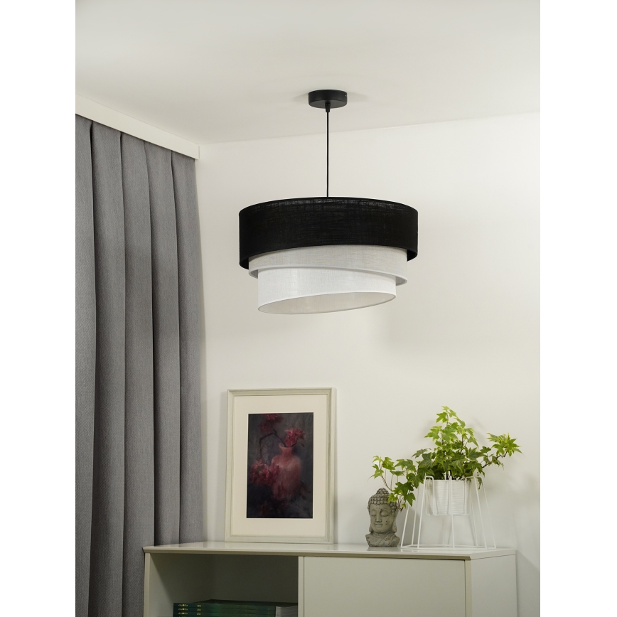 Duolla - Hanglamp aan een koord TRIO 1xE27/15W/230V diameter 45 cm zwart/grijs/wit