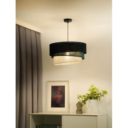 Duolla - Hanglamp aan een koord TRIO 1xE27/15W/230V diameter 45 cm zwart/groen/wit
