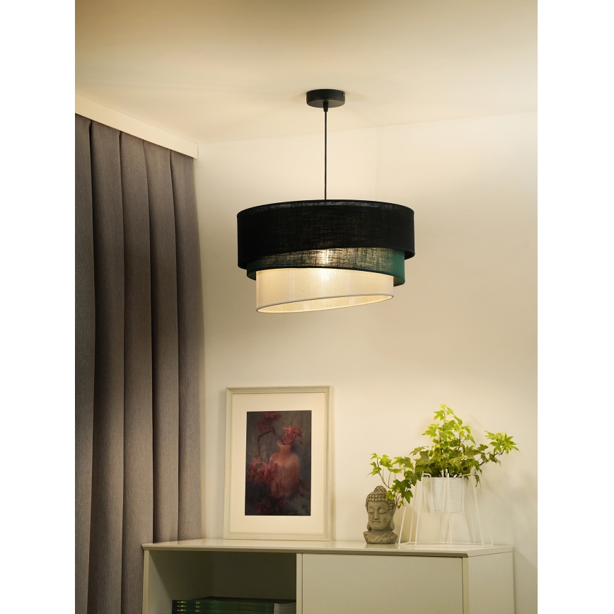Duolla - Hanglamp aan een koord TRIO 1xE27/15W/230V diameter 45 cm zwart/groen/wit