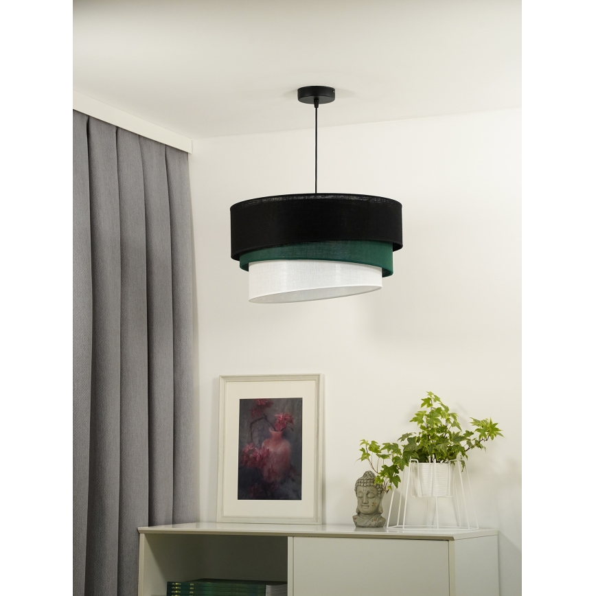 Duolla - Hanglamp aan een koord TRIO 1xE27/15W/230V diameter 45 cm zwart/groen/wit