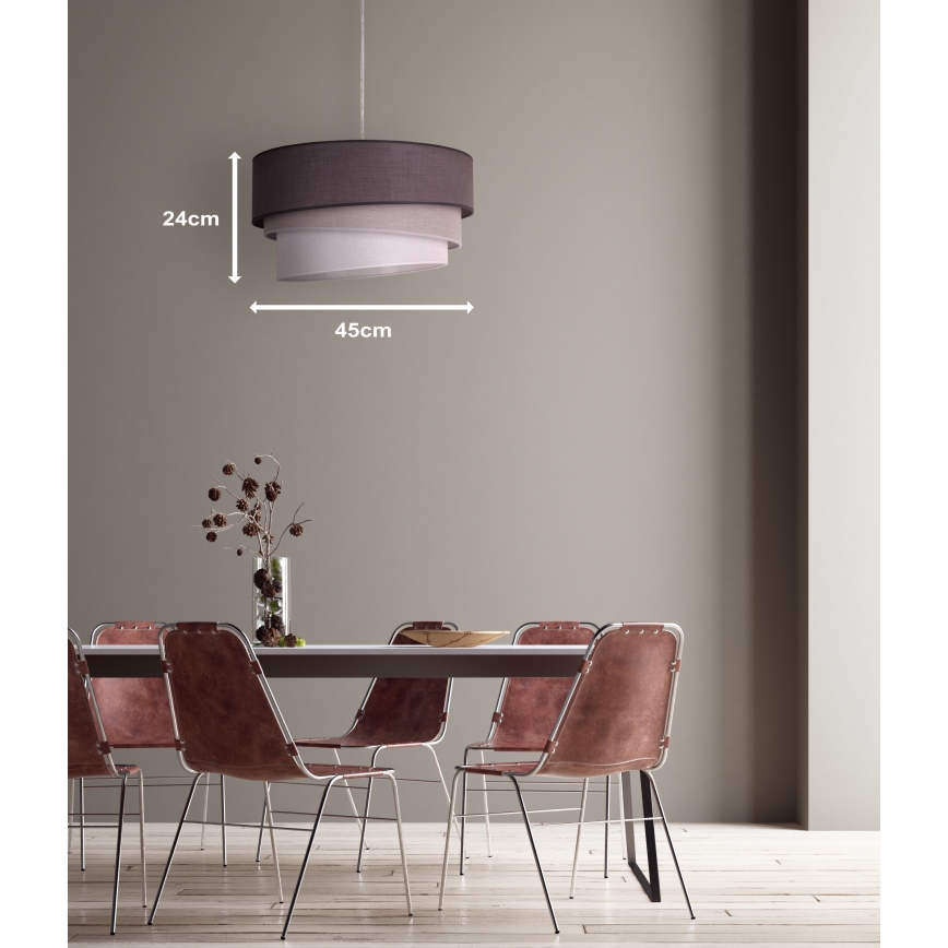 Duolla - Hanglamp aan een koord TRIO 1xE27/40W/230V diameter 45 cm antraciet/grijs/wit