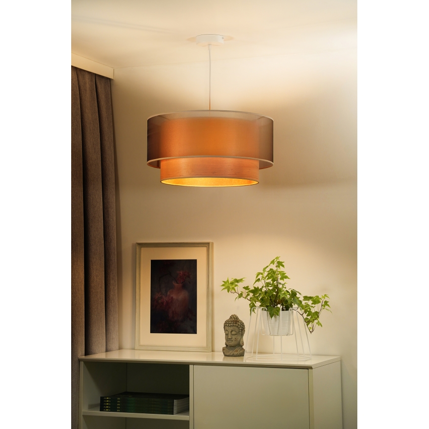 Duolla - Hanglamp aan een koord WOOD BOHO 1xE27/15W/230V diameter 45 cm koper/beige
