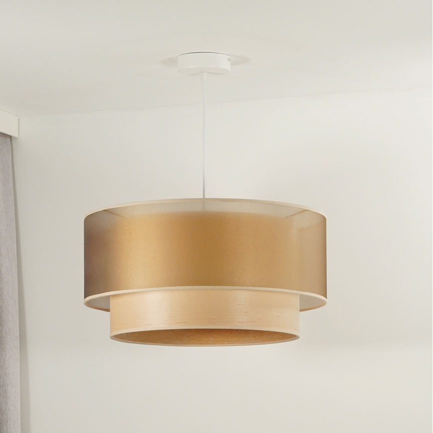 Duolla - Hanglamp aan een koord WOOD BOHO 1xE27/15W/230V diameter 45 cm koper/beige
