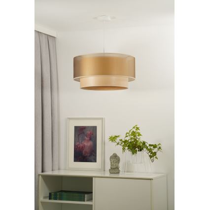 Duolla - Hanglamp aan een koord WOOD BOHO 1xE27/15W/230V diameter 45 cm koper/beige