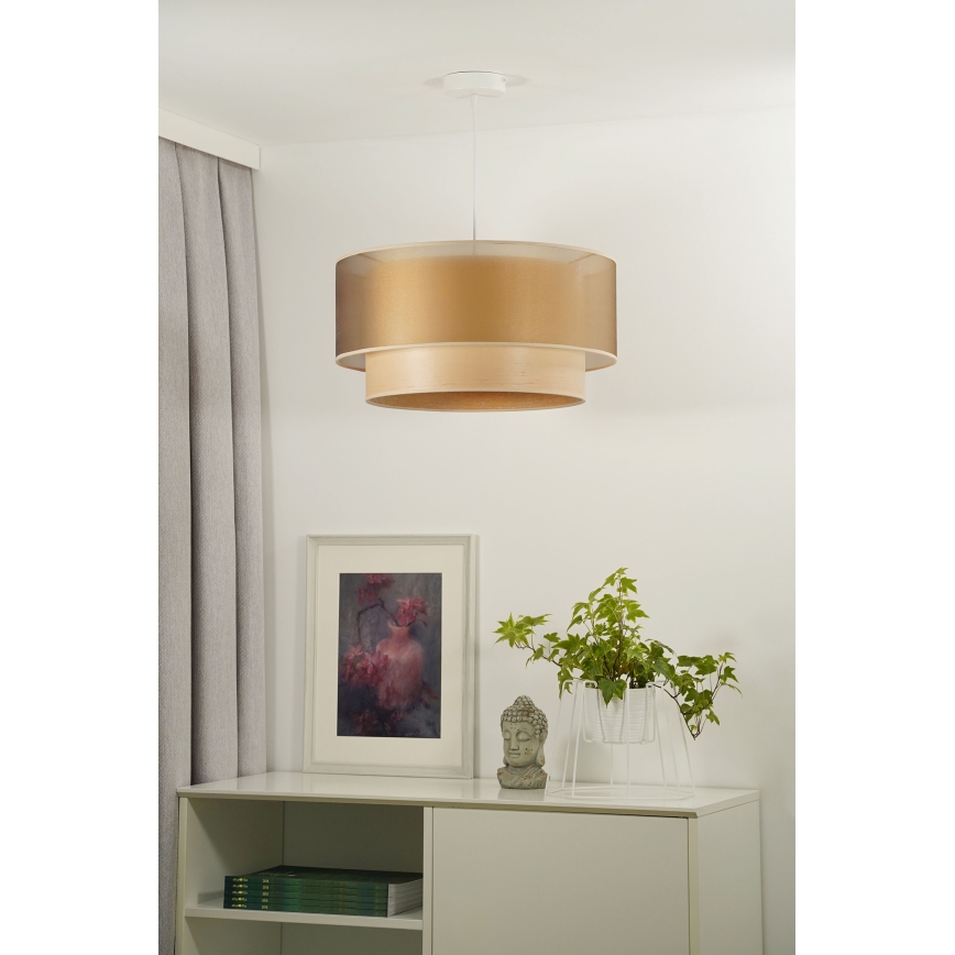 Duolla - Hanglamp aan een koord WOOD BOHO 1xE27/15W/230V diameter 45 cm koper/beige