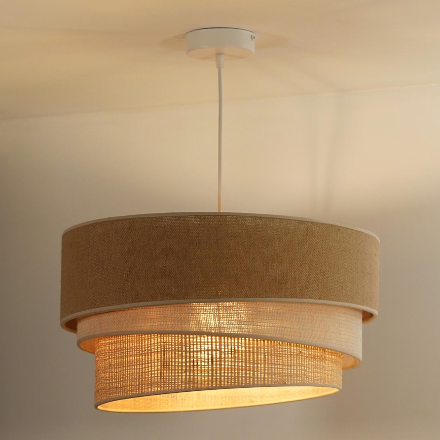 Duolla - Hanglamp aan een koord YUTE TRIO 3xE27/15W/230V diameter 60 cm bruin/grijs/beige