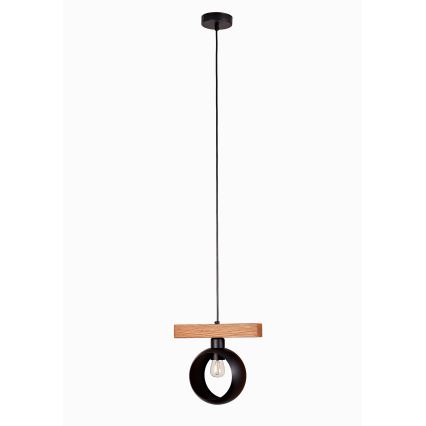 Duolla - Hanglamp aan kabel IRONLINE 1xE27/15W/230V grenen eik/zwart