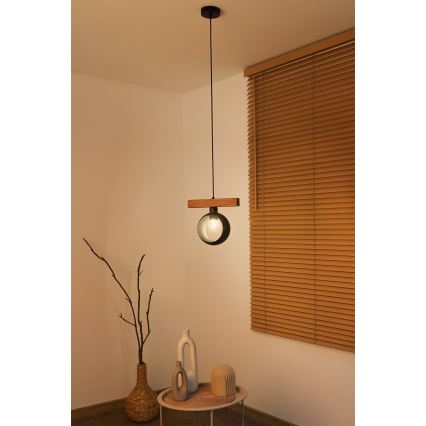 Duolla - Hanglamp aan kabel IRONLINE 1xE27/15W/230V grenen eik/zwart