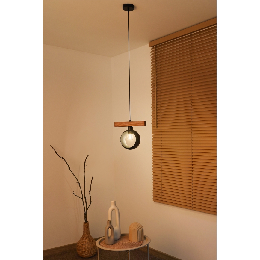 Duolla - Hanglamp aan kabel IRONLINE 1xE27/15W/230V grenen eik/zwart