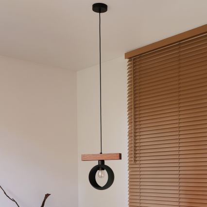 Duolla - Hanglamp aan kabel IRONLINE 1xE27/15W/230V grenen eik/zwart