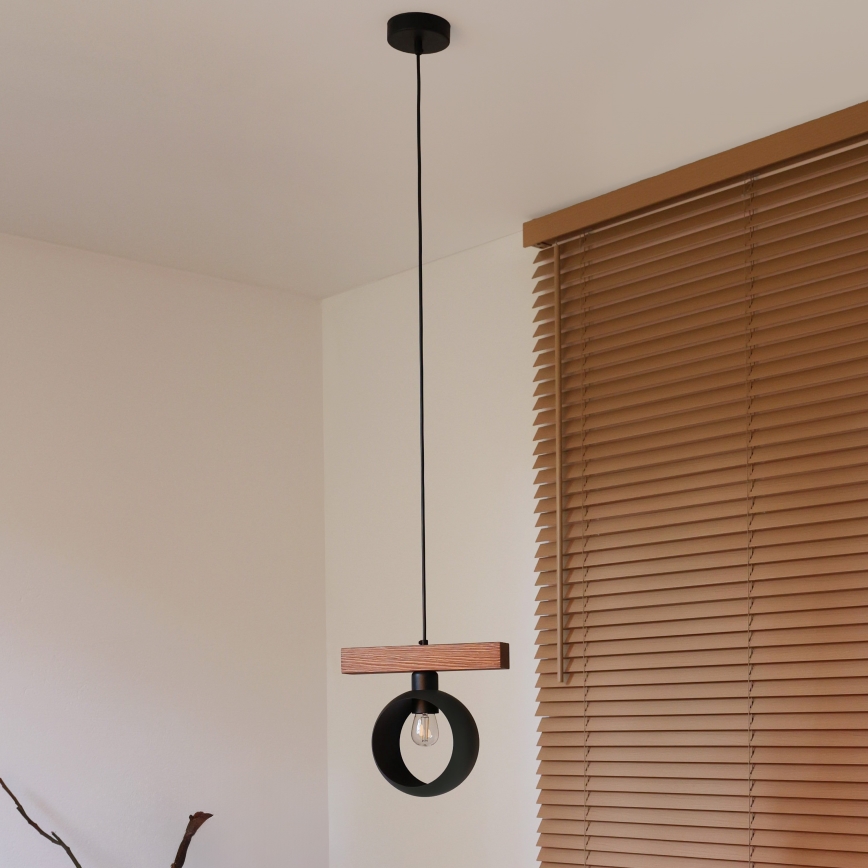 Duolla - Hanglamp aan kabel IRONLINE 1xE27/15W/230V grenen eik/zwart