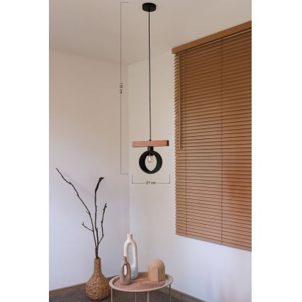 Duolla - Hanglamp aan kabel IRONLINE 1xE27/15W/230V grenen eik/zwart